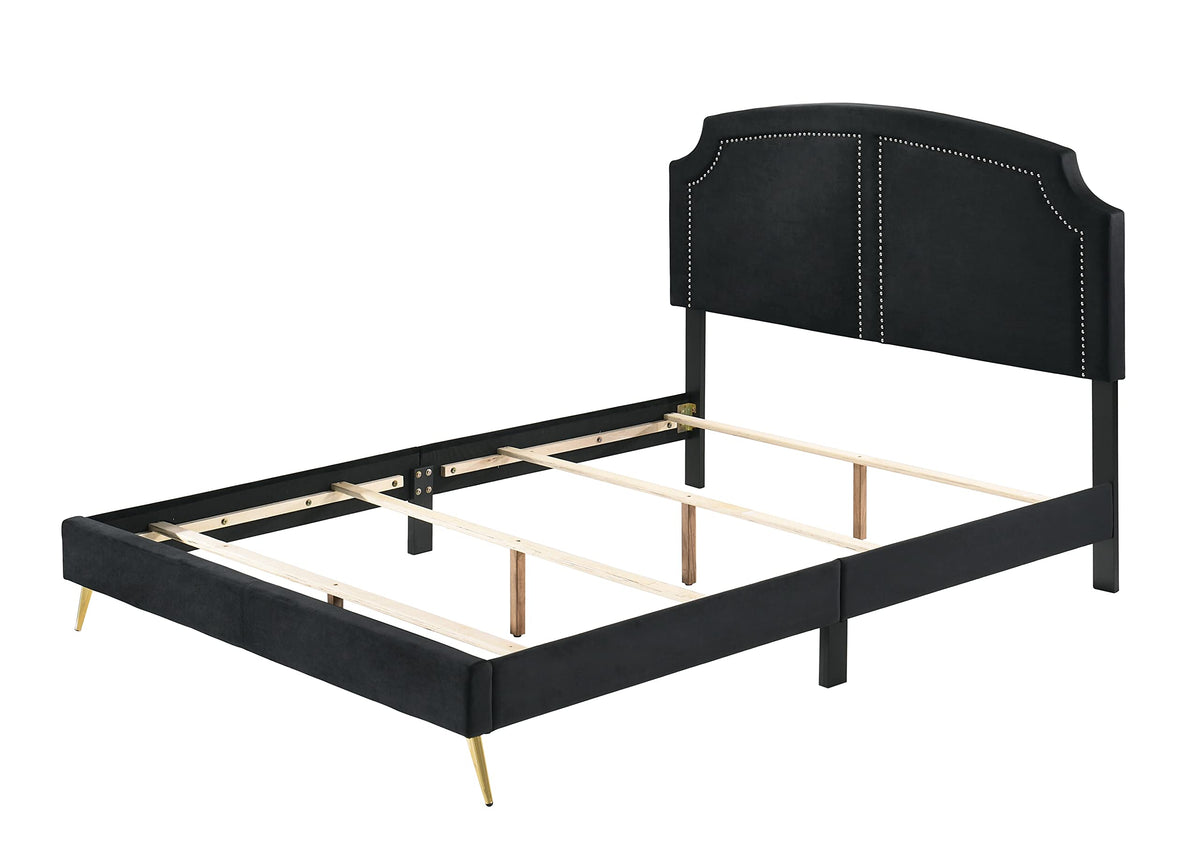 Acme Zeena Velvet Upholstered Full Panel Bed in Black