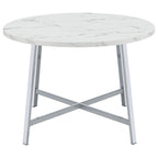 Coaster Home Furnishings Alcott Round Faux Carrara Marble Top Dining Table Chrome