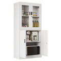 Yizosh Metal Storage Cabinet With Glass Doors - 71'' Locking Display Cabinet With 2 Adjustable Shelves, 4-Tier Tall Steel Cabine