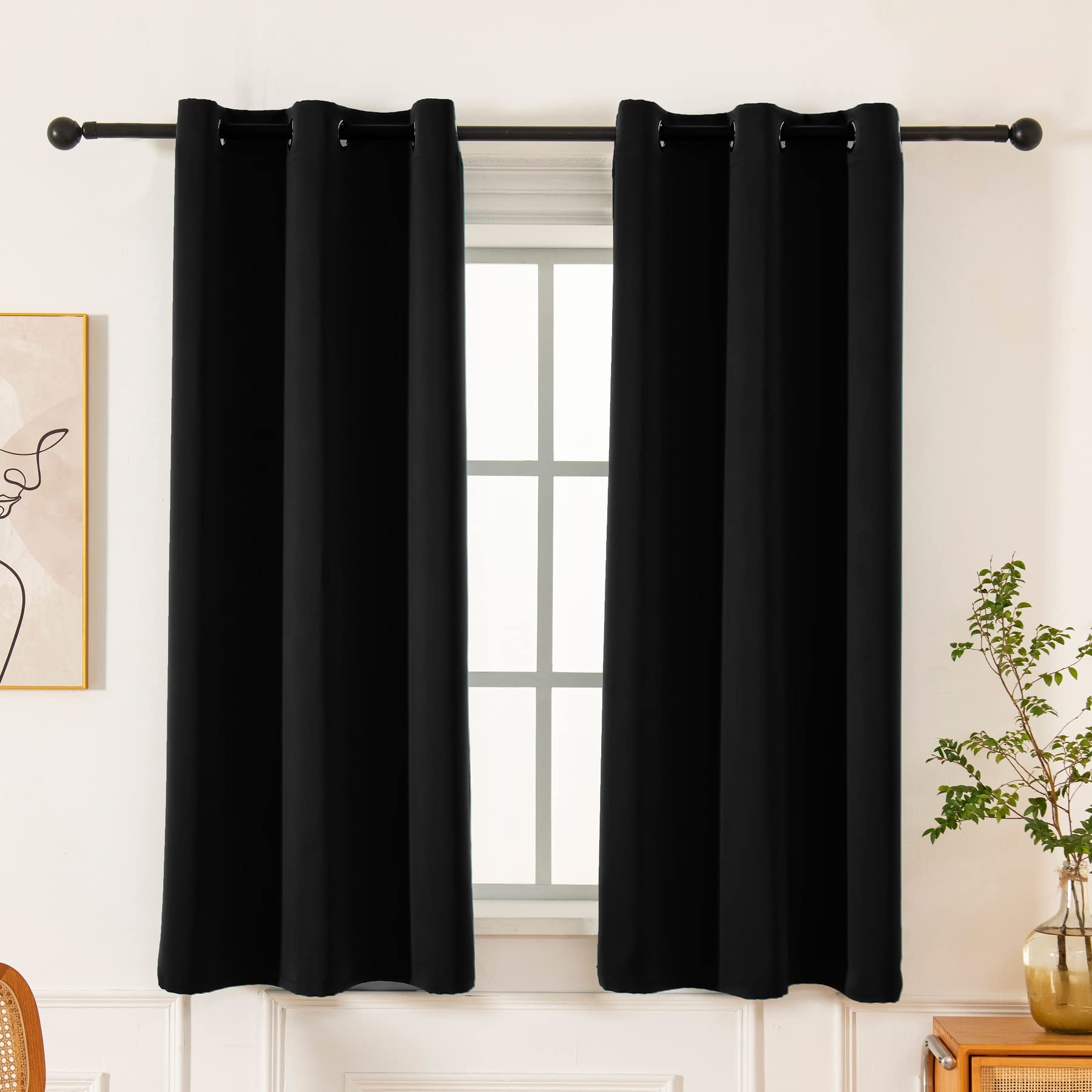 Pickluc Grommet Blackout Curtain For Bedroom, Light Blocking Drapes, Thermal Insulated, Noise Reduction, 42 Inches Wide X 54 Inc