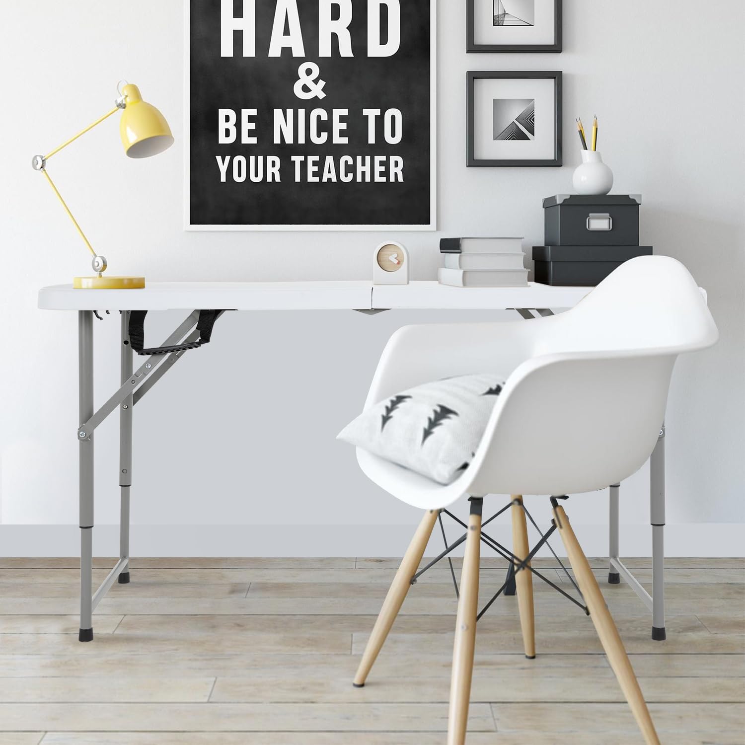 Paylesshere Folding Tables Plastic Half Portable Foldable Table For For Parties Wedding Bbq Camping, White 4 Ft