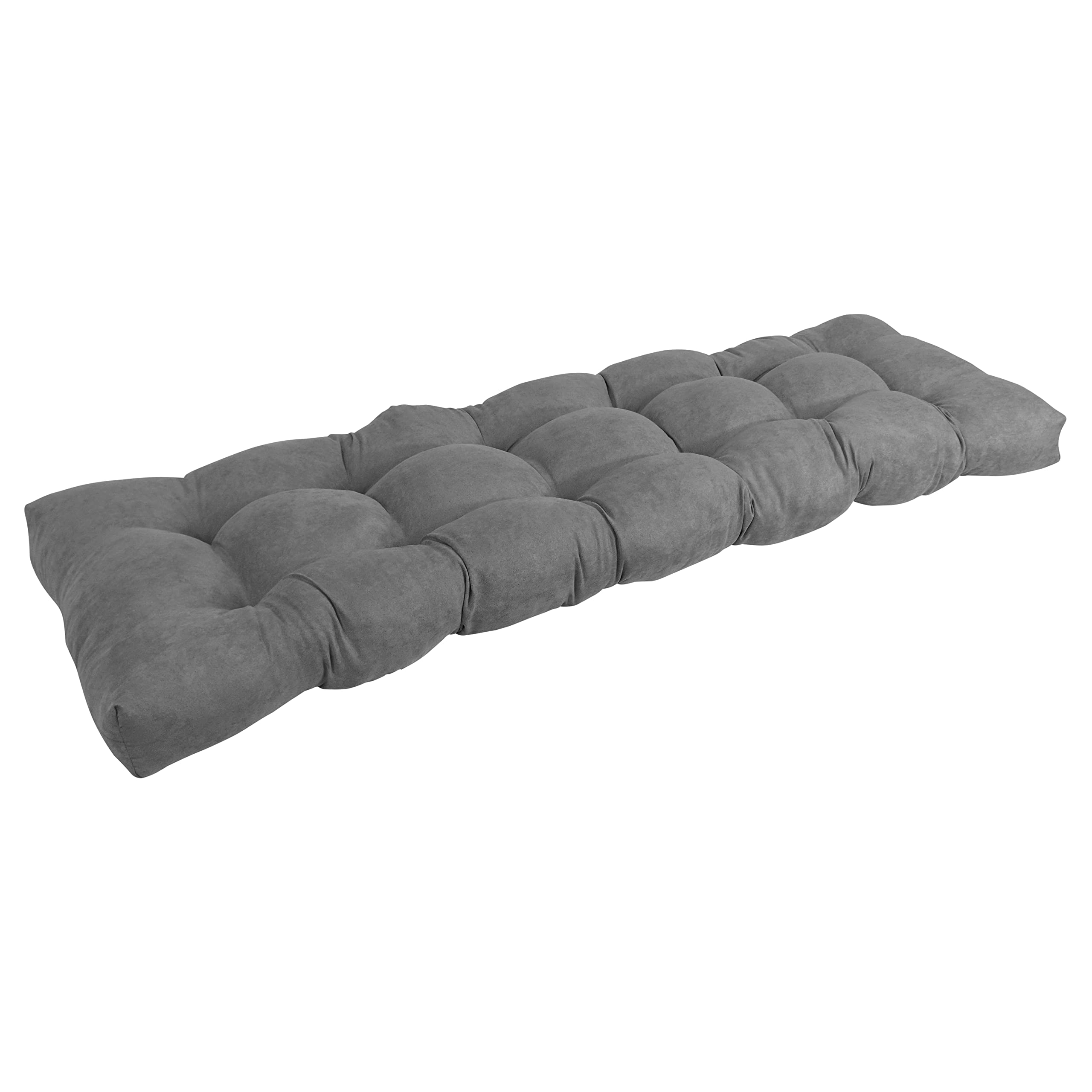 Blazing Needles Microsuede Tufted Bench Cushion, 60 x 19, Steel Grey