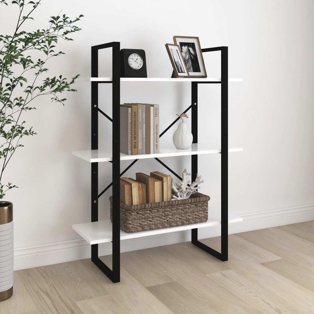 vidaXL Book Cabinet White 31.5&quot;x11.8&quot;x41.3&quot; Engineered Wood