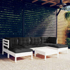 vidaXL Solid Pinewood Patio Lounge Set 7 Piece with Cushions Garden Outdoor Lawn Yard Terrace Balcony Wooden Seat Seating Furniture White