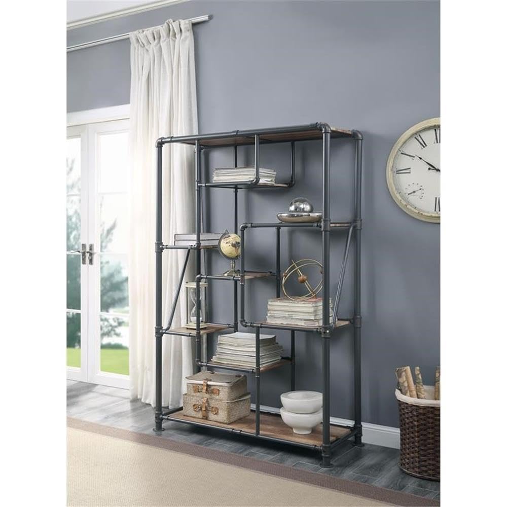 Acme Brantley Rectangular Metal Bookshelf - Thumbnail 4