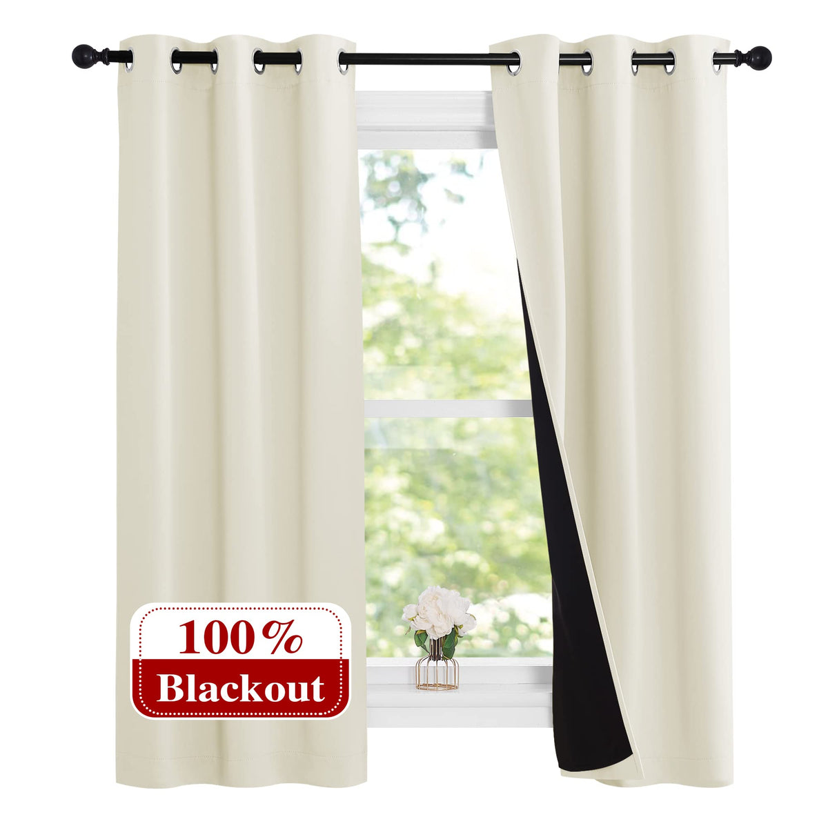 Nicetown Cold Reducing Curtains, Kitchen Short Full Blackout Curtain Panels, Great Job For Blocking Light, Complete Blackout Dra