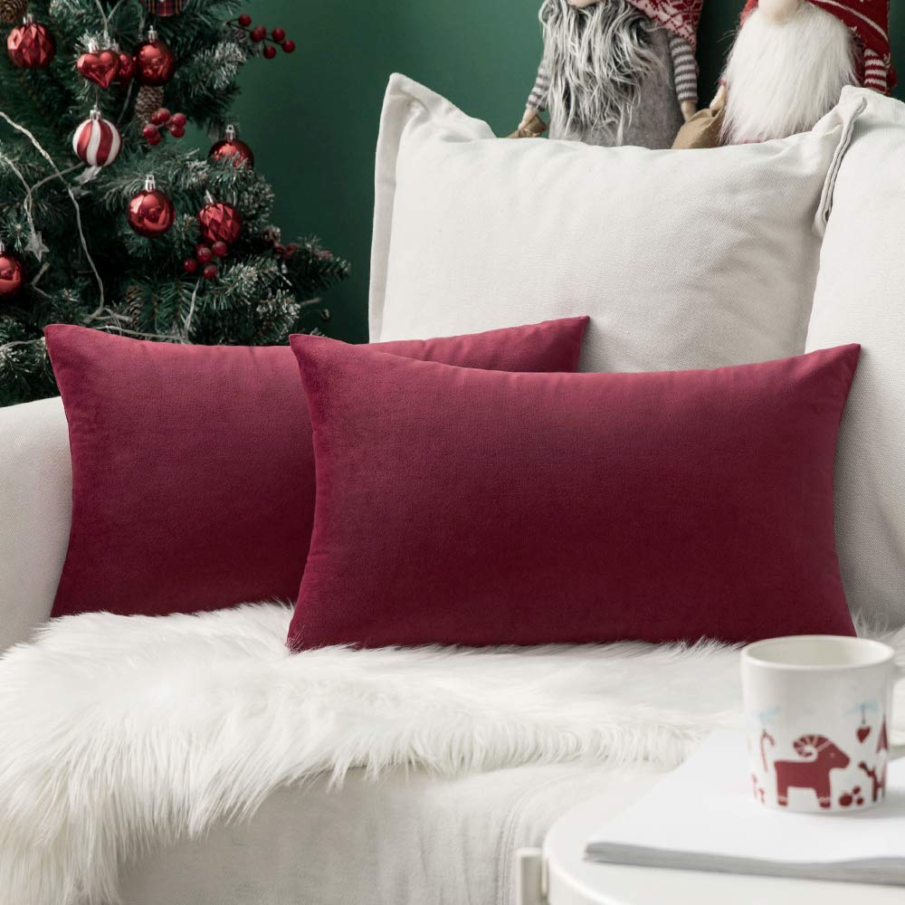 Miulee Pack Of 2 Velvet Soft Solid Decorative Square Throw Pillow Covers Set Christmas Cushion Case For Decor Sofa Bedroom Car 1