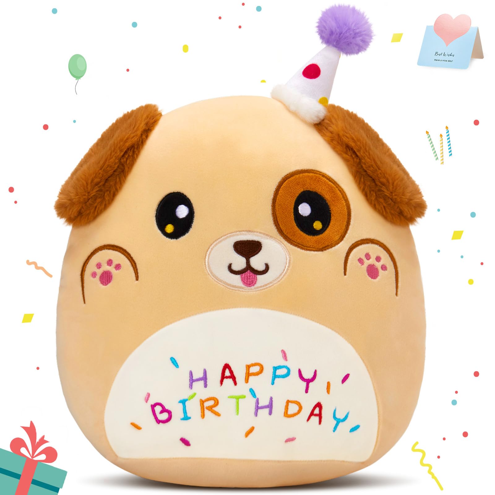 Cozyworld 14 ' ' Happy Puppy Soft Plush Pillow, Cute Dog Plush, Kawaii Dog Stuffed Animal, Birthday Plush Toy Party Decoration,