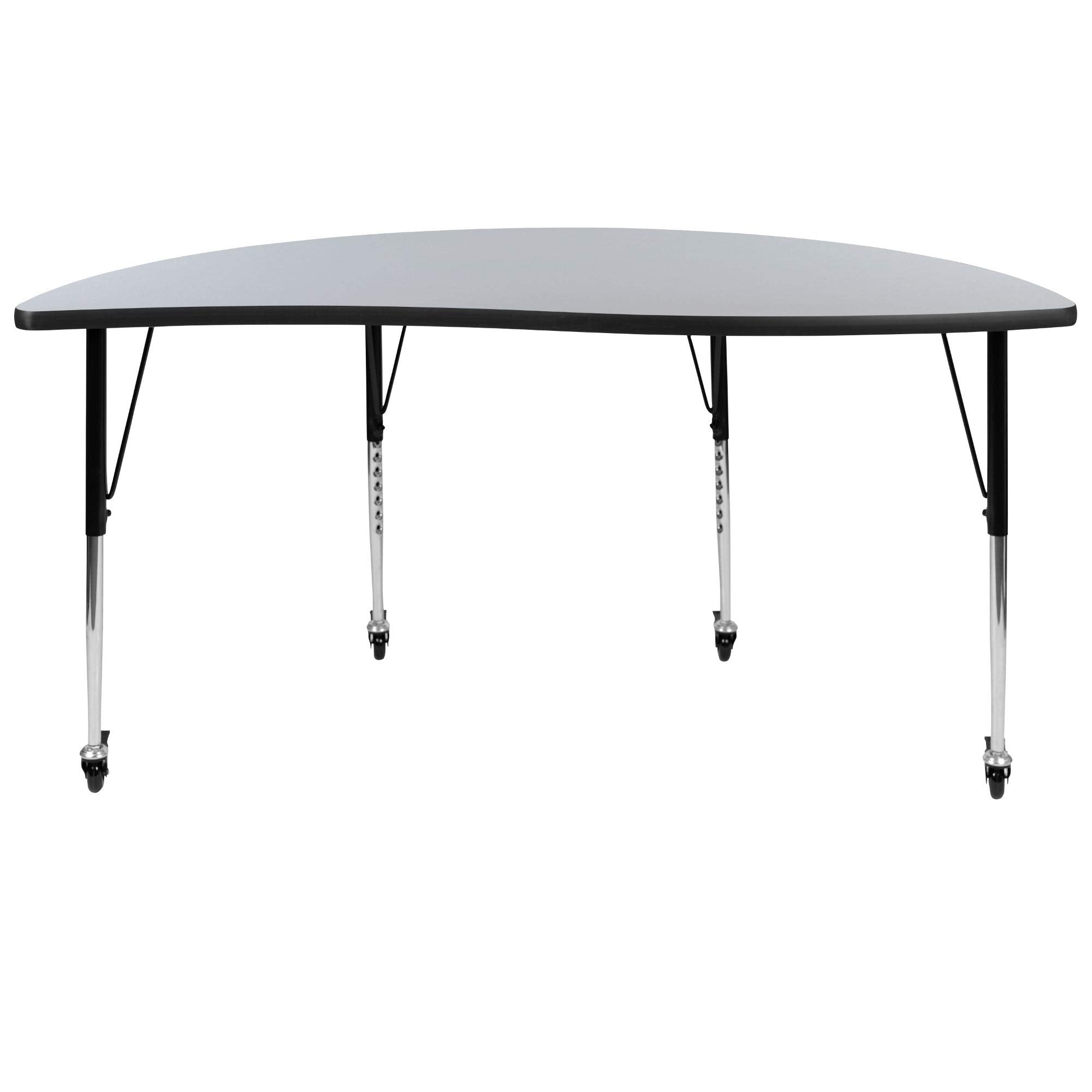 Flash Furniture Collaborative Half Circle Activity Table, 60&quot; Dx30 Wx30-22&quot; H, Gray