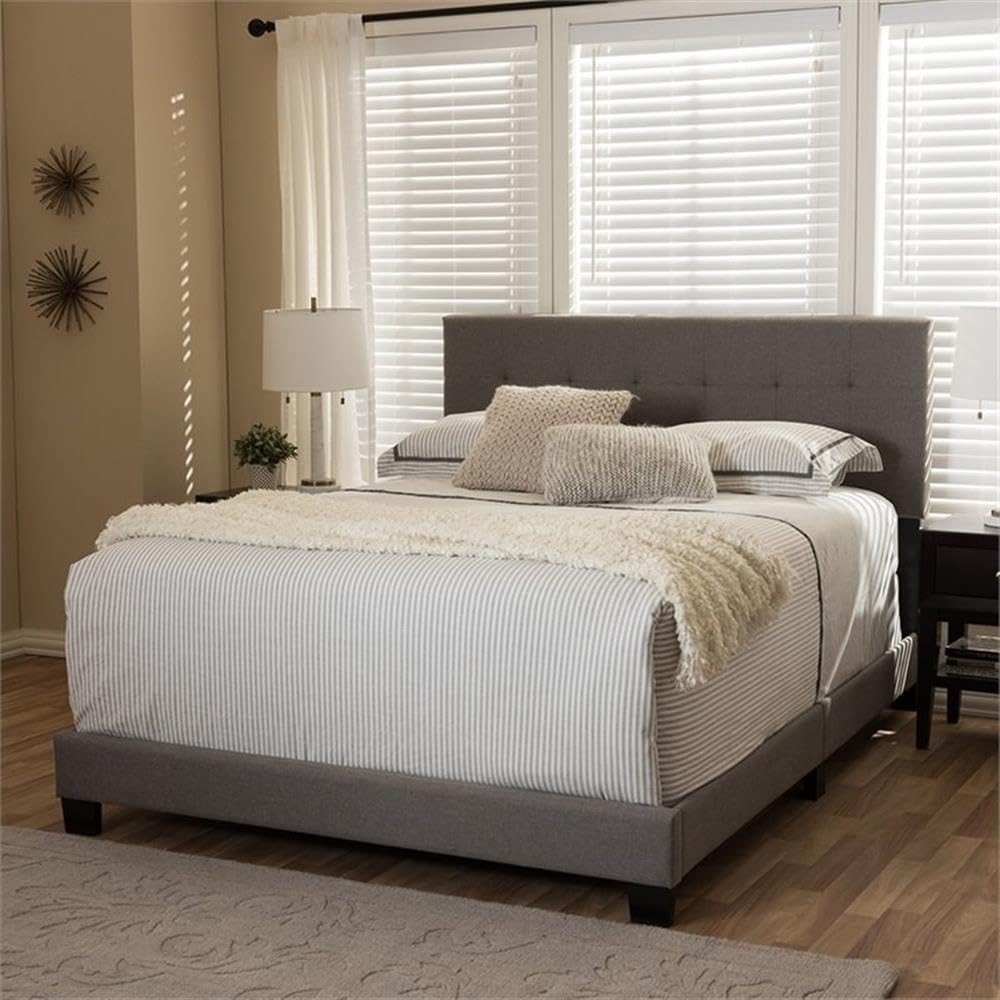 Baxton Studio Brookfield Grid-Tufting Bed Grey/Queen