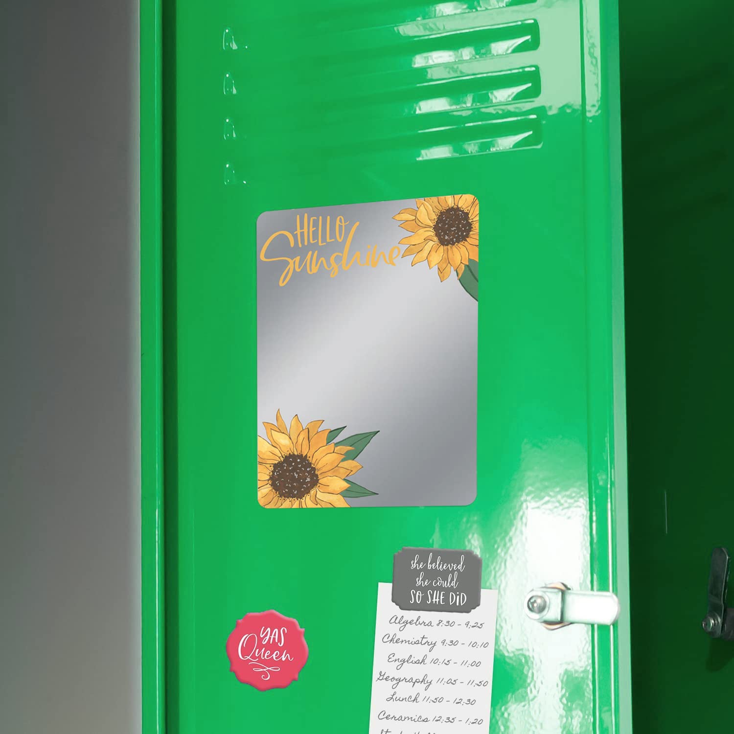 Canopy Street Hello Sunshine Magnetic Mirror / 5' X 7' Shatterproof School Locker Accessory/Teen Girl Sunflower Decor/Beautifu