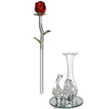 BANBERRY DESIGNS Red Crystal Glass Rosebud in a Swan Vase - Sweetheart - Christmas, Love - Valentines - Engagement - Birthday -