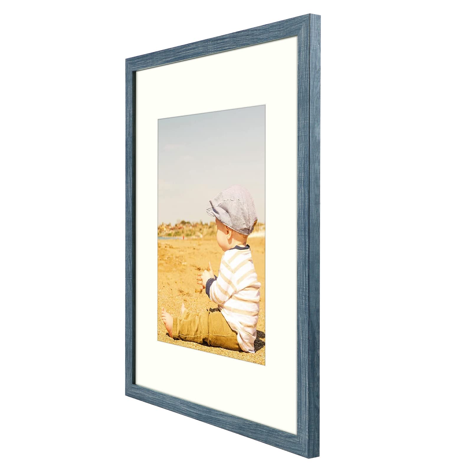 Golden State Art, 16X20 Picture Frames With Mat For 11X14 Or 16X20 Photo, Composite Wood Glass Frame For Wall (Blue, 2 Pack)