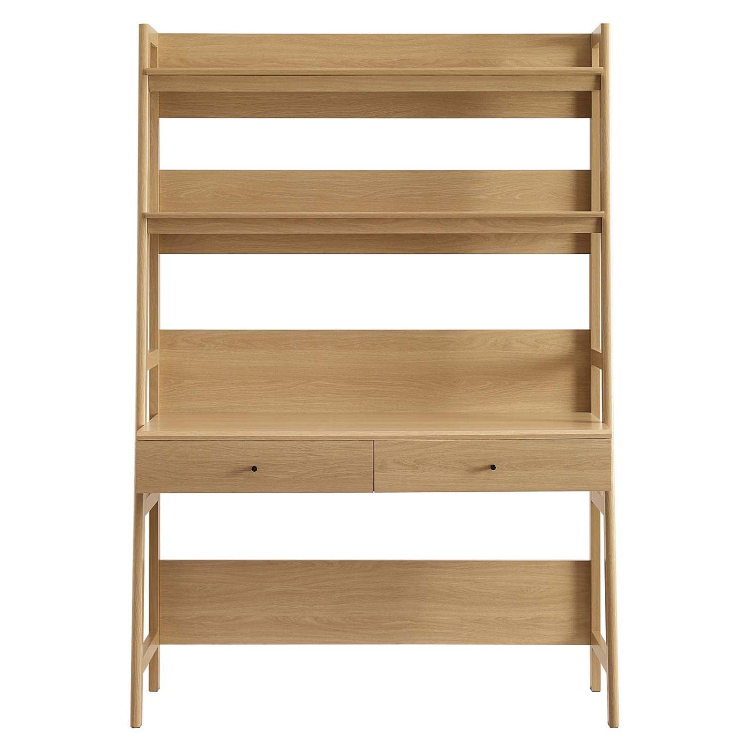 Modway Bixby Home Office Desk With Bookshelf In Oak 18.5 X 49 X 71