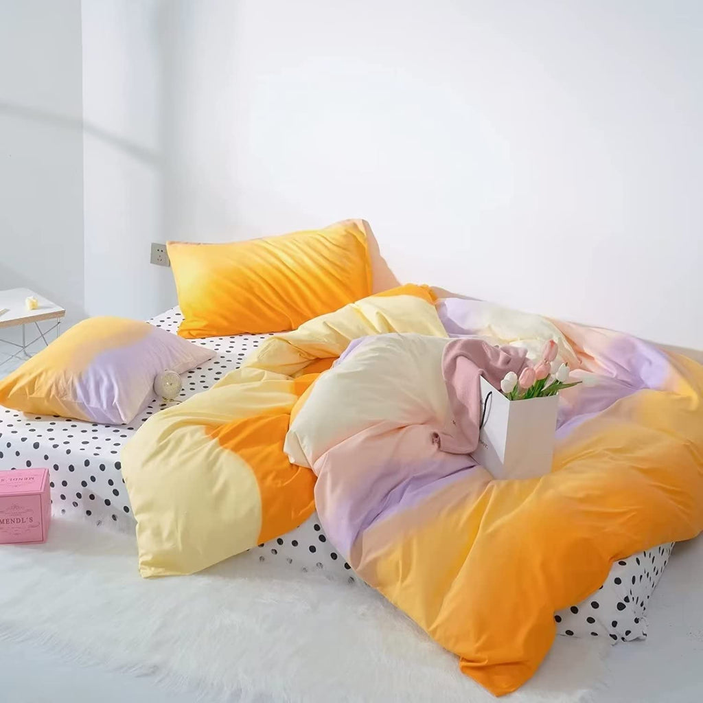 Houseri Orange Rainbow Comforter Set Twin Gradient Orange Yellow Bedding Comforters Sets Twin Size