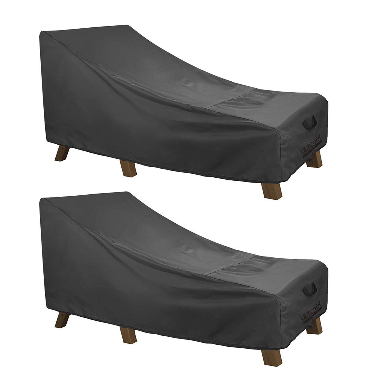 Ultcover Waterproof Patio Lounge Chair Cover Heavy Duty Outdoor Chaise Lounge Covers 2 Pack - 76L X 32W X 32H Inch, Black