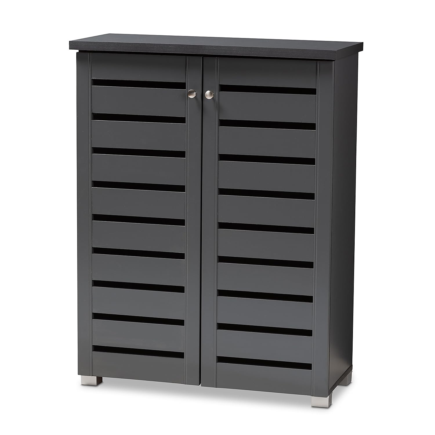 Baxton Studio Adalwin 2-Door Shoe Storage Cabinet, Dark Gray (152-9170-HiT)