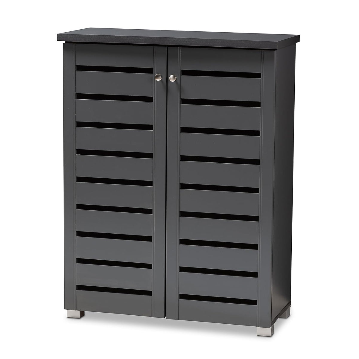 Baxton Studio Adalwin 2-Door Shoe Storage Cabinet, Dark Gray (152-9170-Hit)