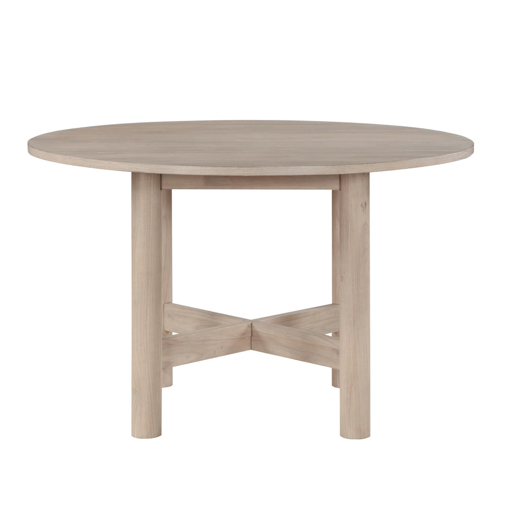 Steve Silver Furniture Gabby Round Dining Table, Contemporary/Modern Design, 48-Inch Round, Dining Room, Seats up to 4, Tubular Legs, 48" W x 48" L x 30" H, Washed Oak