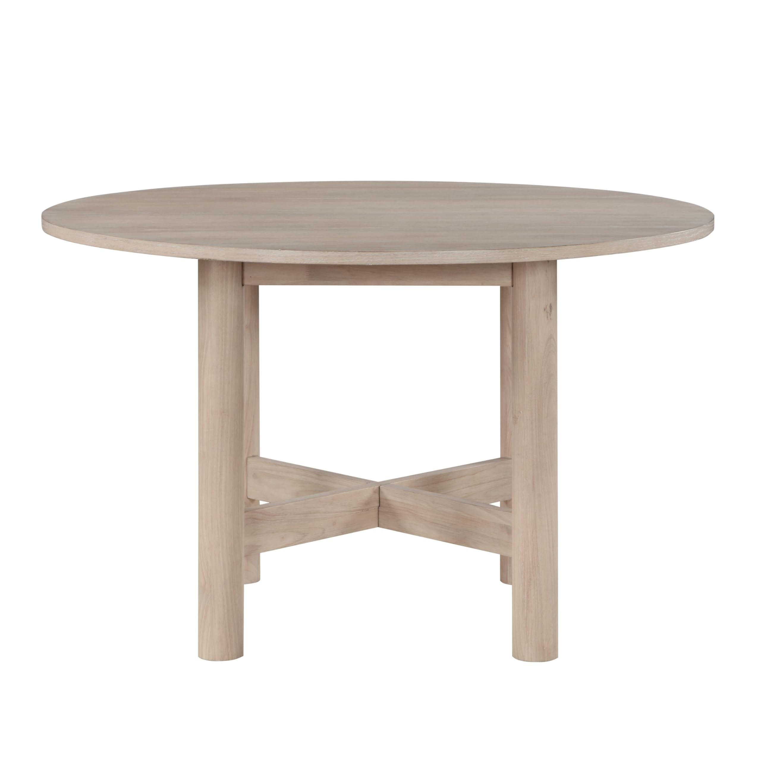 Steve Silver Furniture Gabby Round Dining Table, Contemporary/Modern Design, 48-Inch Round, Dining Room, Seats up to 4, Tubular Legs, 48" W x 48" L x 30" H, Washed Oak