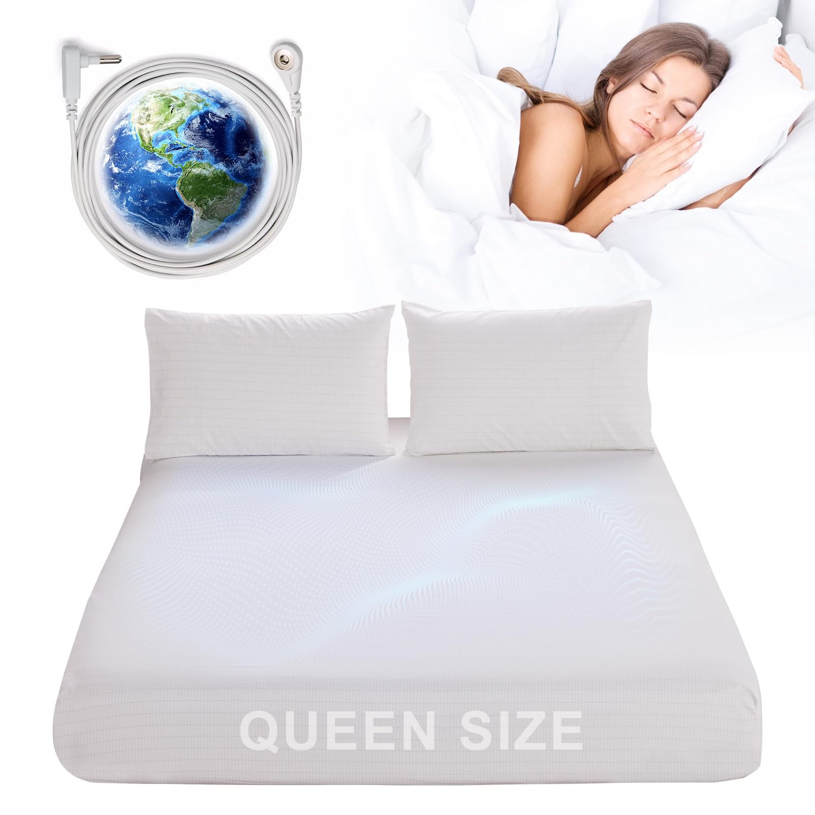 F Finec Grounding Sheets For Earthing Queen Size, Fitted Earthing Sheets Grounding Fitted Sheet For Improving Sleep, Better Work