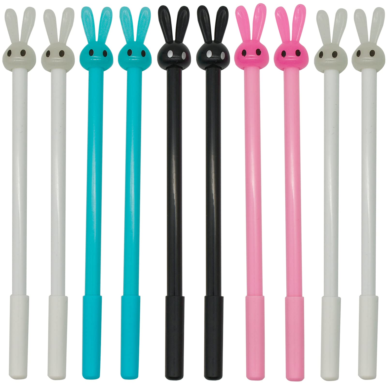 Maydahui 20Pcs Rabbit Rollerball Pen Cute Cartoon Animal Bunny Pens Long Ears Black Gel Ink Smooth Writing For School Party East