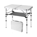 Yihuiko Folding Picnic Table, Small Camping Table With Adjustable Heights, Portable Lightweight Aluminum Side Table For Office, Beach, Garden, Travel