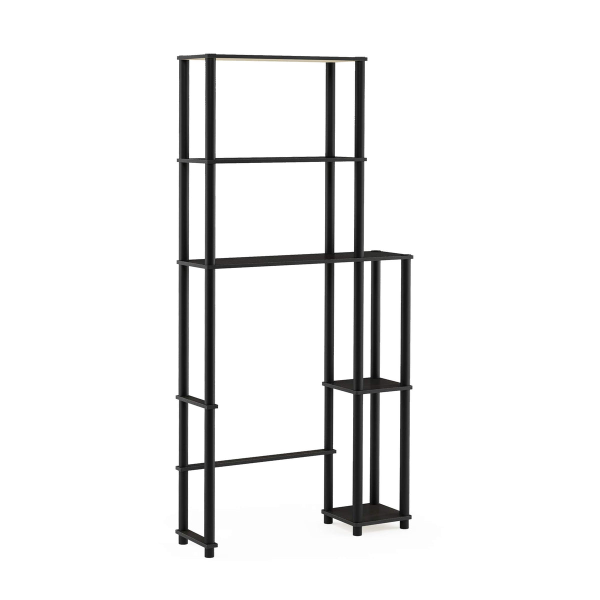 Furinno Turn-N-Tube Over The Toilet Storage, 5 Shelves Bathroom Organizer Space Saver Rack, Espresso/Black