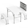 VINGLI Picnic Table Set with 2 Benches, 6 Feet Camping Table Chair Set, Heavy-Duty HDPE Material with Metal Frame, 3-Piece Foldi