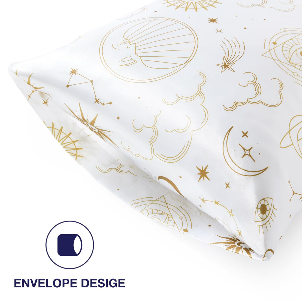 Exq Home Satin Body Pillow Pillowcase Super Soft Silk Pillowcase, Body Pillow Cover With Envelope Closure White Moon (20''X54'')
