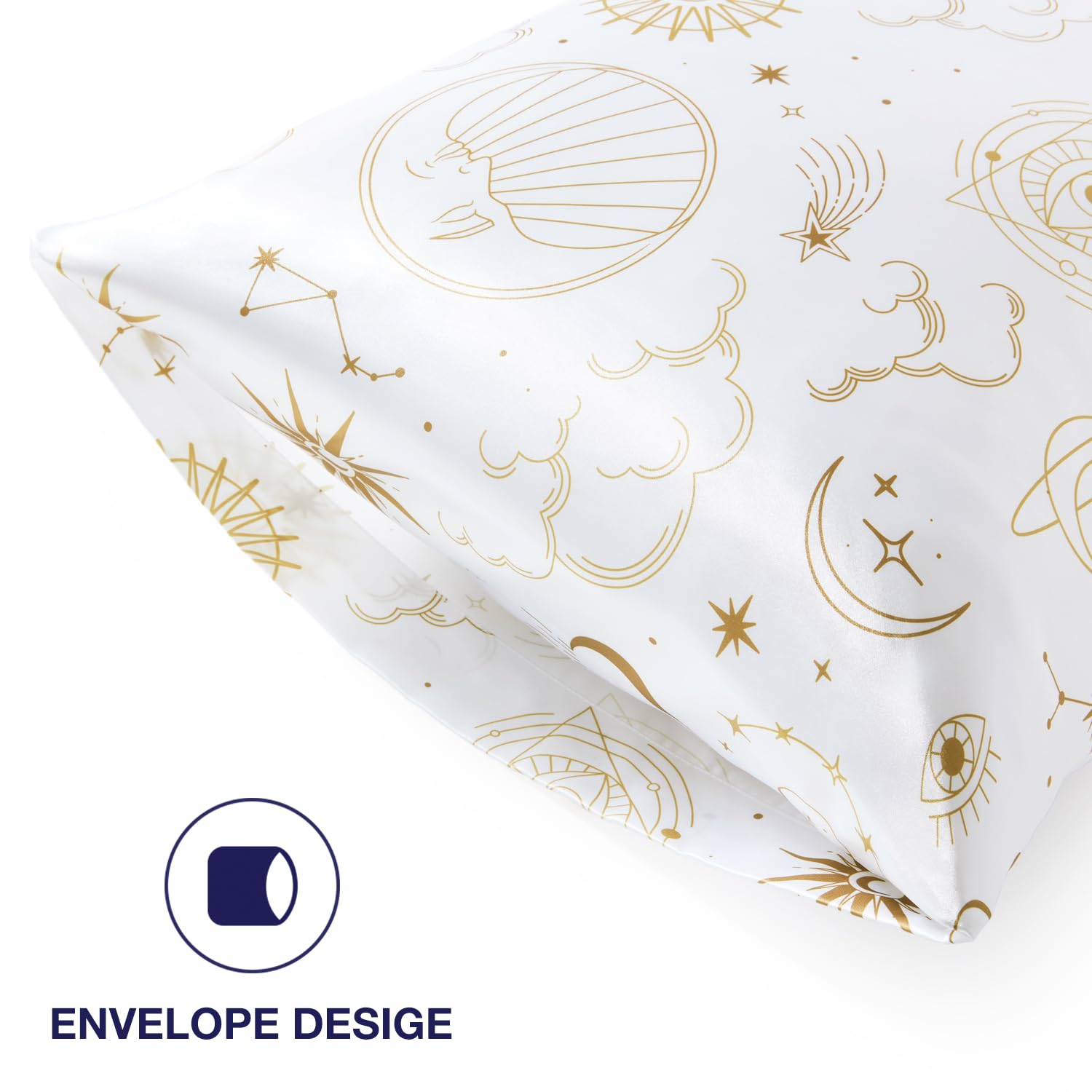 Exq Home Satin Body Pillow Pillowcase Super Soft Silk Pillowcase, Body Pillow Cover With Envelope Closure White Moon (20''X54'')