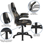 Flash Furniture X10 Gaming Chair Racing Office Ergonomic Computer Pc Adjustable Swivel Chair With Flip-Up Arms, Camouflage/Black Leathersoft