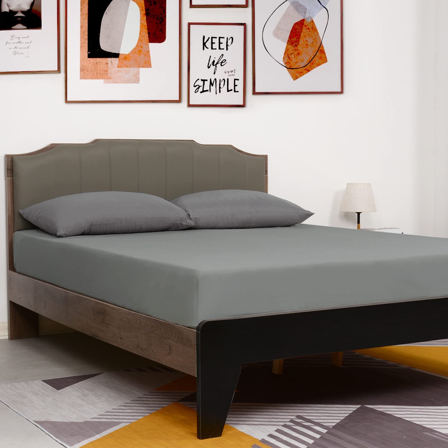 Lirex Fitted Sheet, Twin Xl Size 100% Egyptian Cotton 300 Thread Count Soft Breathable Fitted Sheet, 100X190Cm, Dark Grey