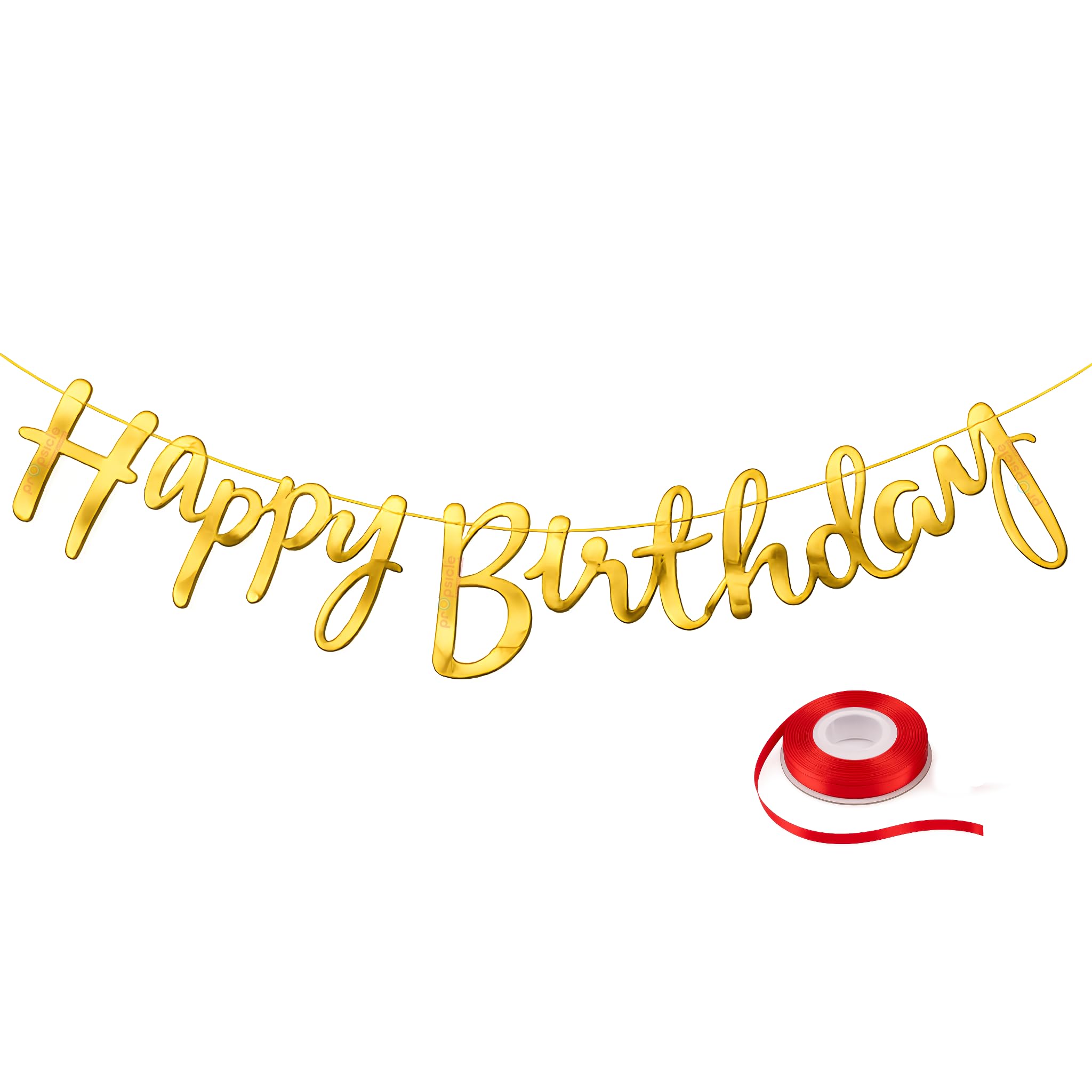 Propsicle Golden Happy Birthday Banner, Birthday Decoration For Girls