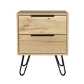 Nightstand 22&Quot; H, 4 Hairpin Legs, 2 Drawers, Light Oak