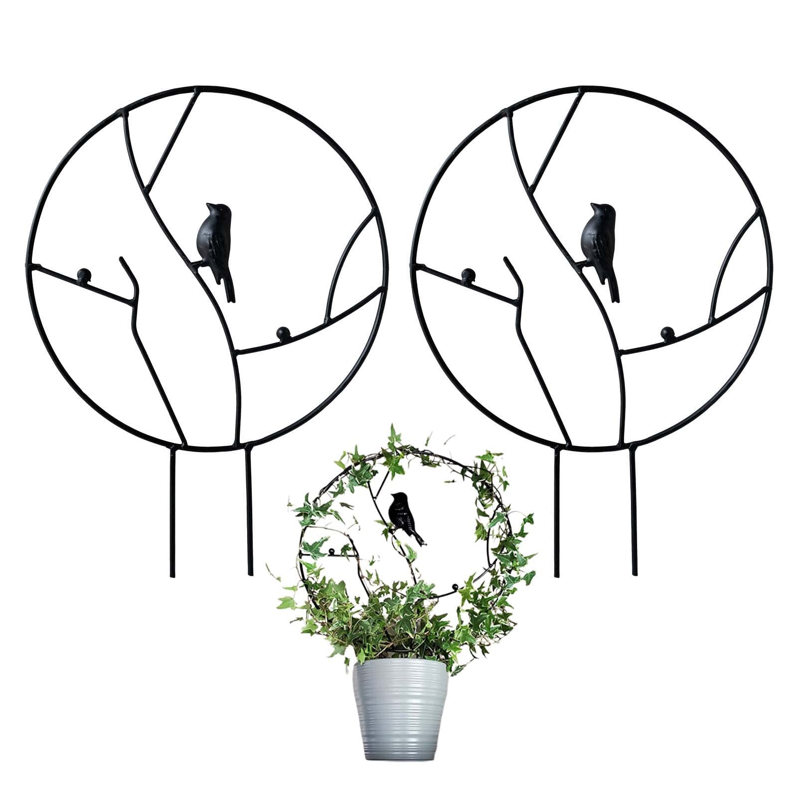 Tkrsrk 2 Pcs Iron Garden Trellis For Climbing Plants, 13.6' Rust-Proof Small Trellis For Indoor Potted Plants, Round Circle Tre