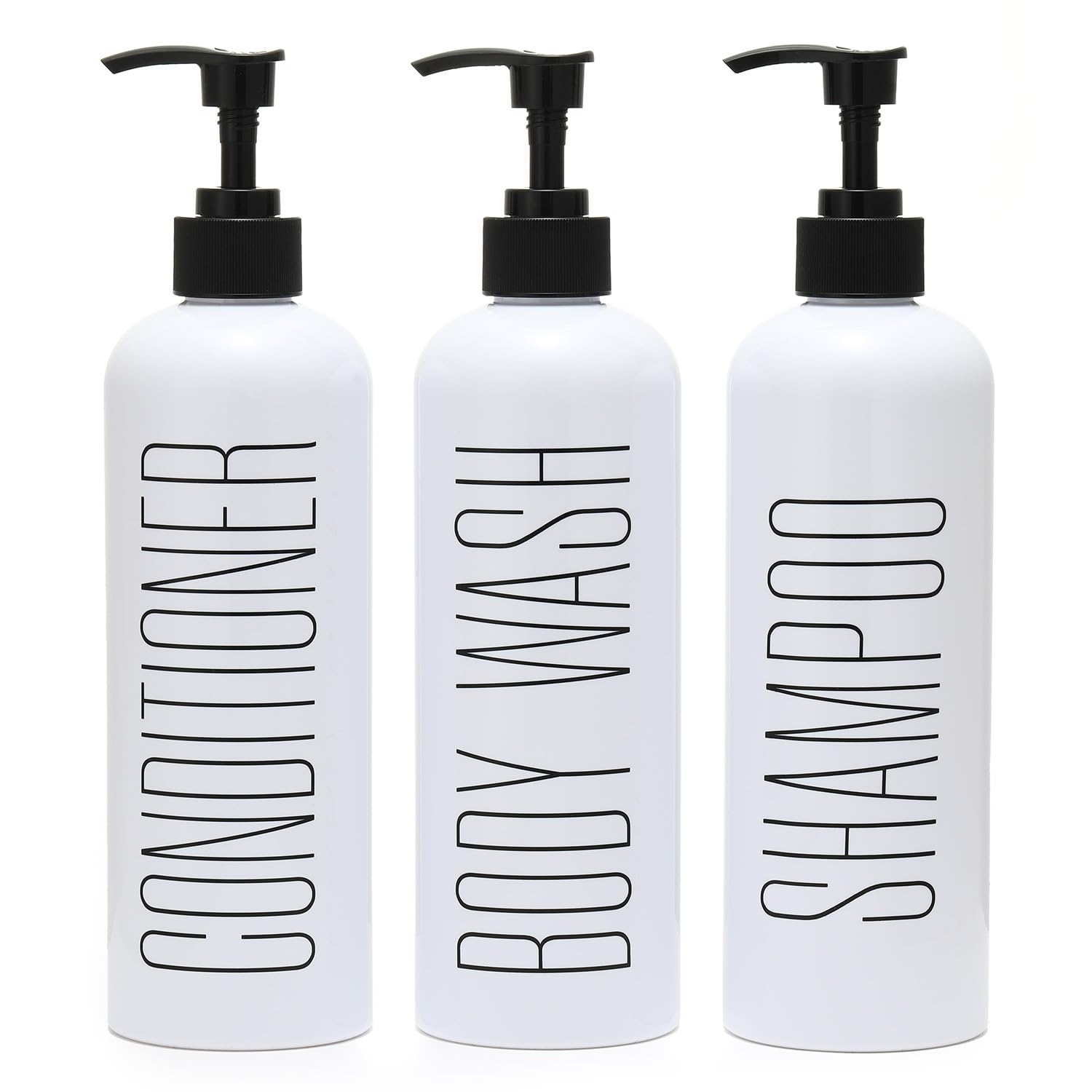 HOMCDALY Shampoo and Conditioner Dispenser, 16oz 3-Pack Refillable Shampoo and Conditioner Bottles, Empty Shampoo Bottles, Shamp