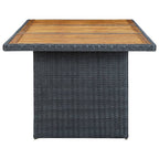 Patio Table Dark Gray Poly Rattan and Solid Acacia Wood