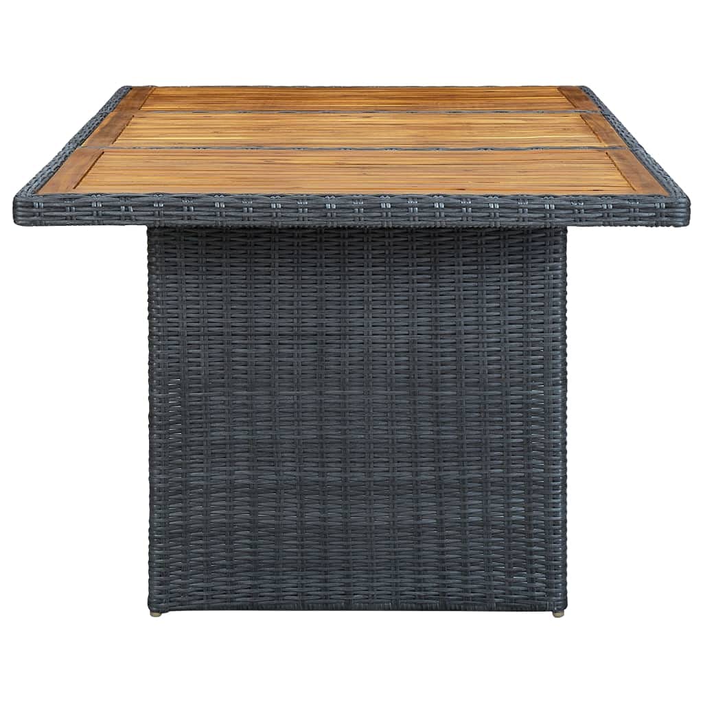 Patio Table Dark Gray Poly Rattan and Solid Acacia Wood