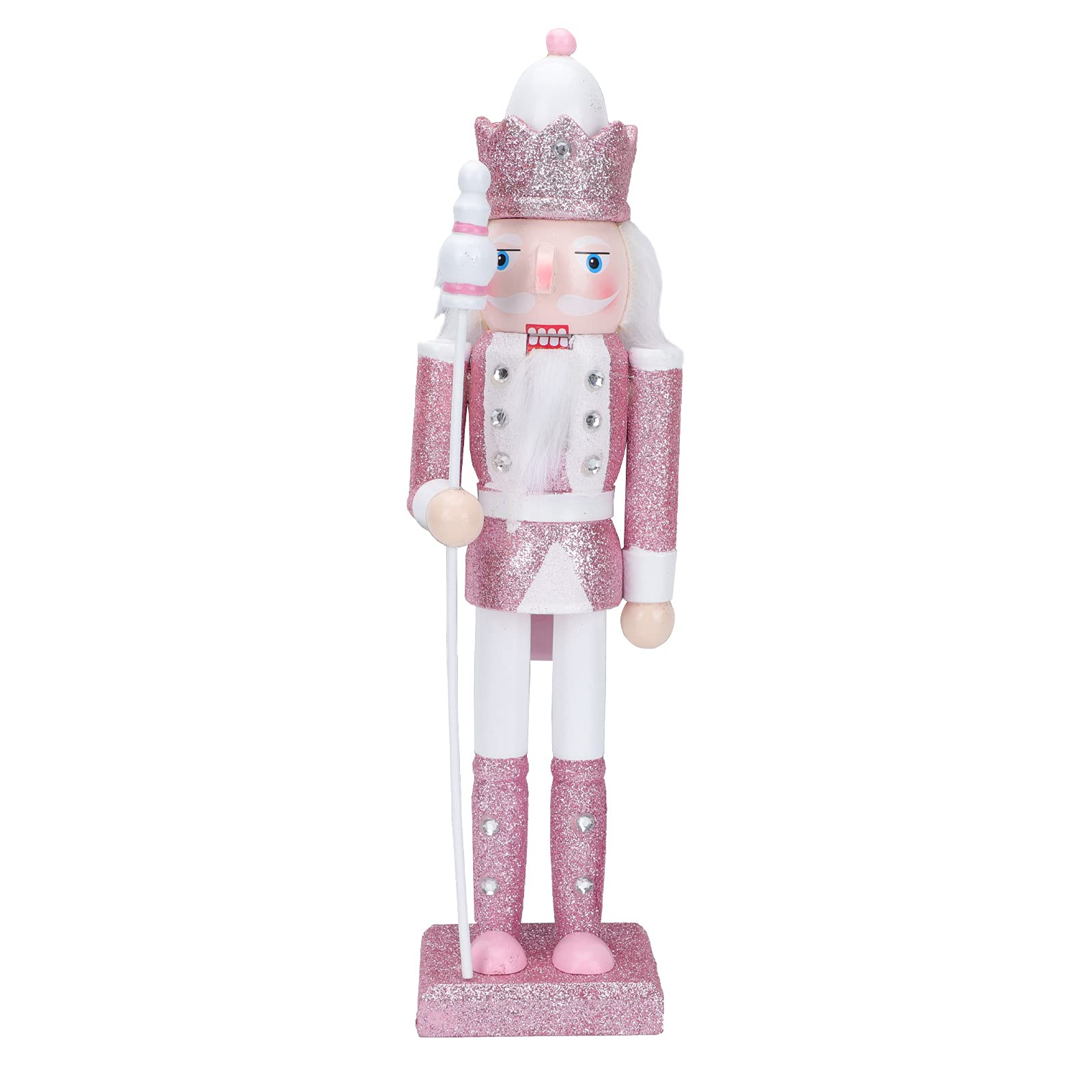 BEOSOFLOY Nutcracker Soldier 12in Christmas Nutcracker Figure Wooden Pink Nutcracker Soldier Festive Glitter Collectible Nutcrac