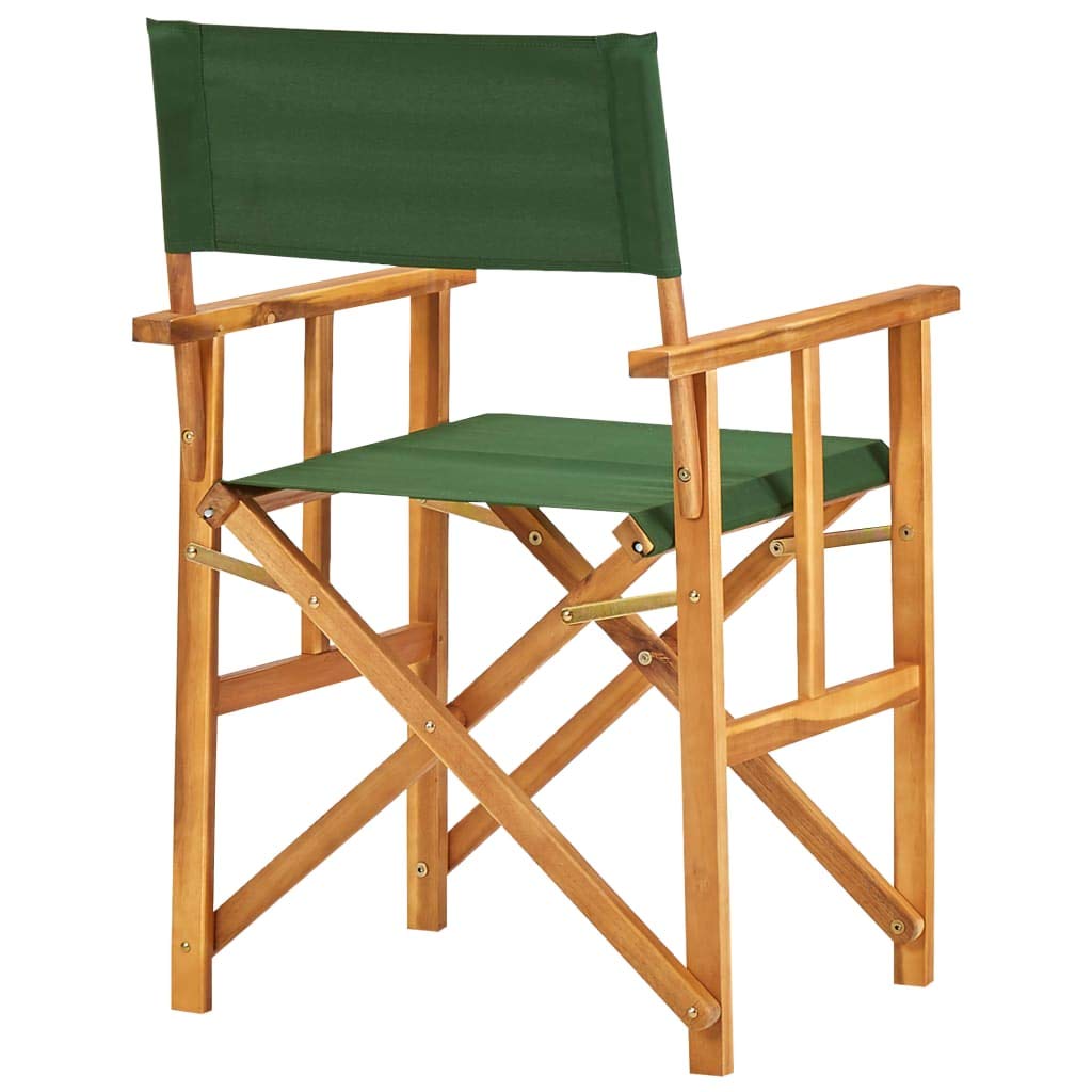 vidaXL Director's Chair, Foldable Director's Chair with Fabric Seat Cover, Folding Camping Chair for Outdoor Garden Lawn, Solid Wood Acacia Green
