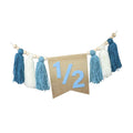 MERISHOPP Happy 6 Month Banner Tassel Beaded Garland Banner for Kids Room Nursery Girl Blue| Party Decorations | Birthday Decora