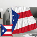 Puerto Rico Flag Throw Blanket 80X60 Inch, Flag Lightweight Soft Microfiber Throw Blanket With 18X18 Inch Pillowcase Perfect For