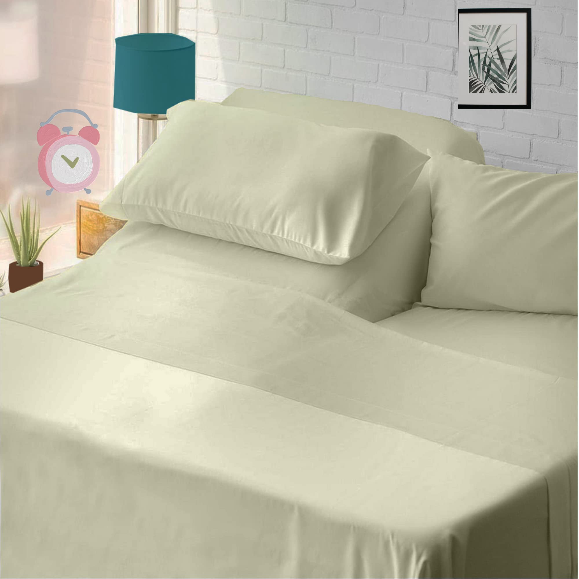 Cottingon,Premium 400 Tc 100% Egyptian Cotton,Flex Top King Sheets For Sleep Number Beds 16' Deep,King 34' - Ivory