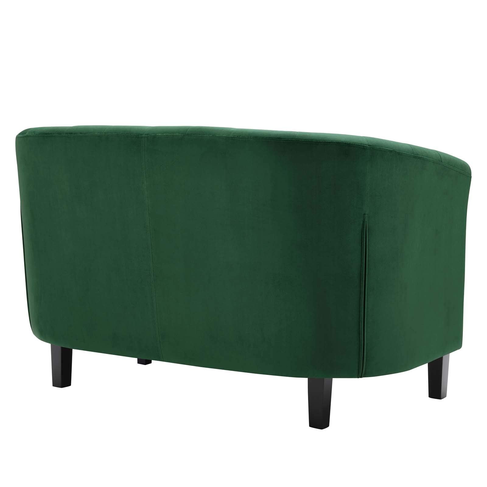 Modway Prospect Channel Tufted Performance Velvet Modern, Loveseat, Emerald