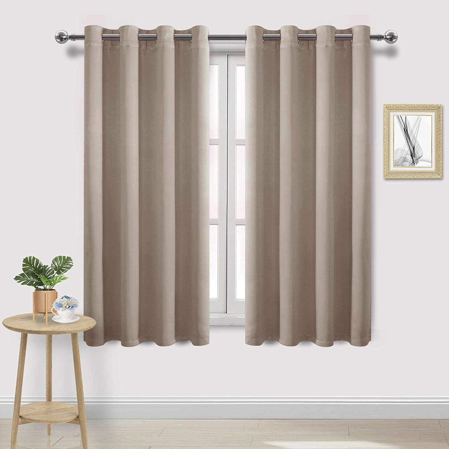 Dwcn Blackout Curtains For Bedroom, Room Darkening Thermal Light Blocking Curtain For Living Room - W52 X L63 Inches Long, Set O