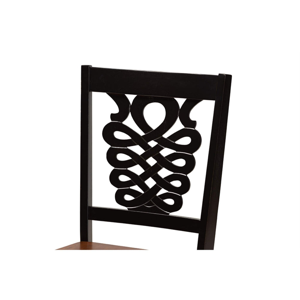 Baxton Studio Gervais Modern and Contemporary Transitional Two-Tone Dark Brown and Walnut Brown Finished Wood 2-Piece Dining Chair Set