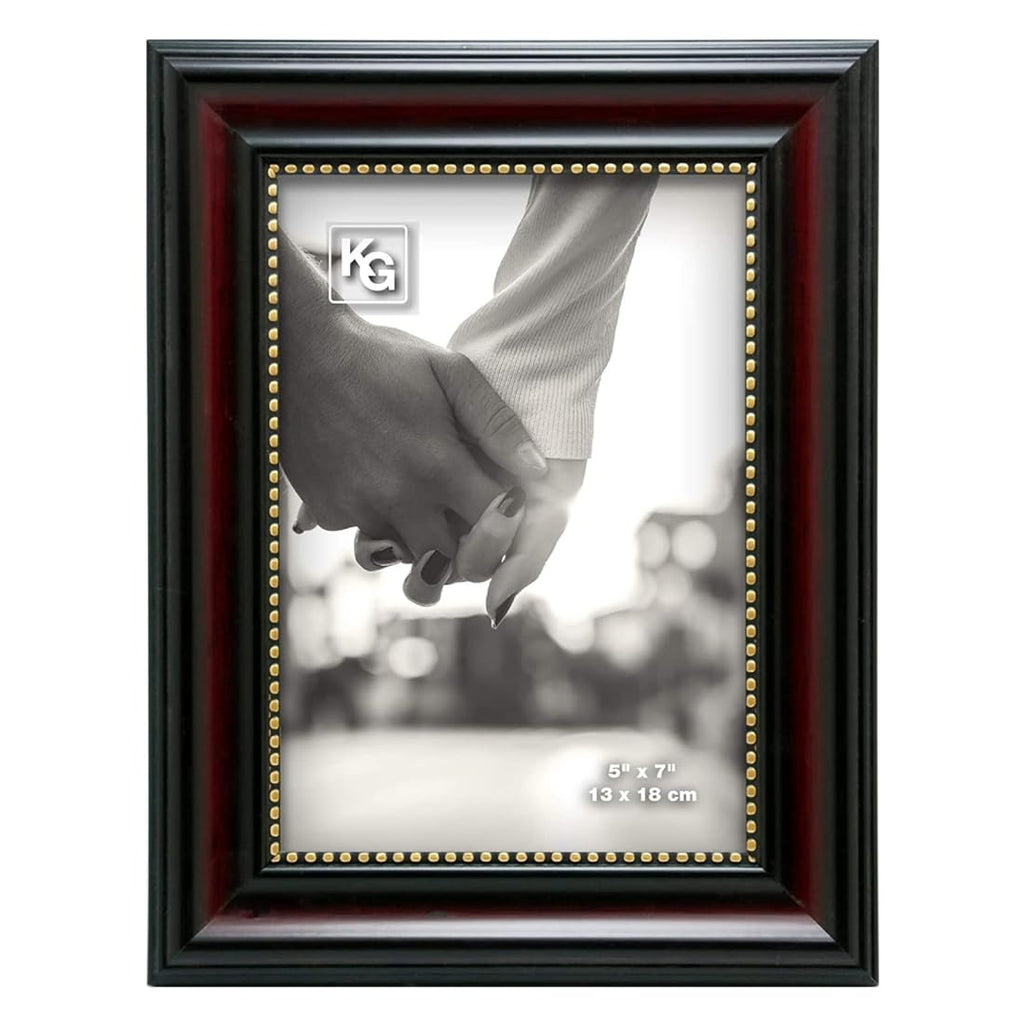 kieragrace Classic Traditional Lucy Picture Frame with Gold Beads, 5'' x 7'', Dark Brown