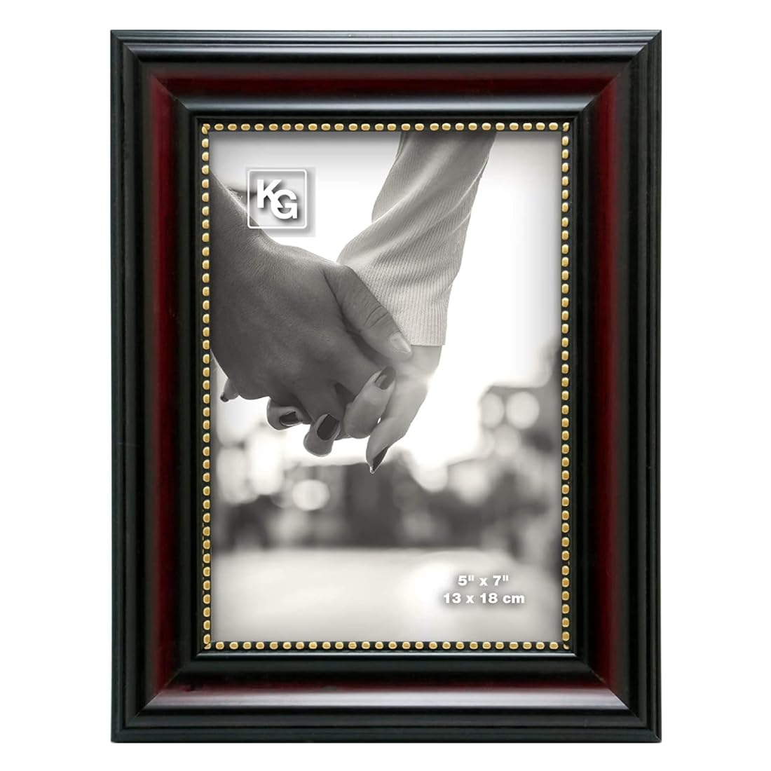 kieragrace Classic Traditional Lucy Picture Frame with Gold Beads, 5'' x 7'', Dark Brown