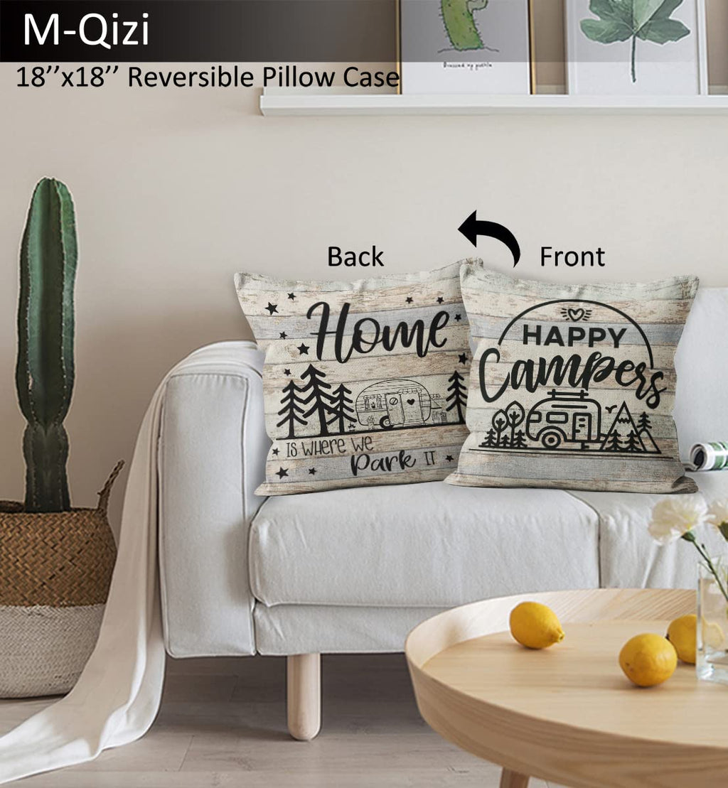 Camping Doormat Pillow Cover Set - 30'X 17' Camping Door Mat, 18   X 18    Camper Pillows Cover, Rv Door Mat, Rv Decorations F